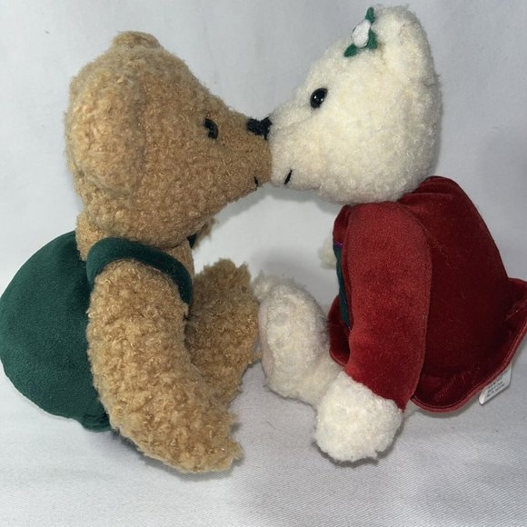 Hallmark Other - VTG Hallmark Kiss Kiss Mistletoe Plush Teddy Bears Magnetic Noses Christmas